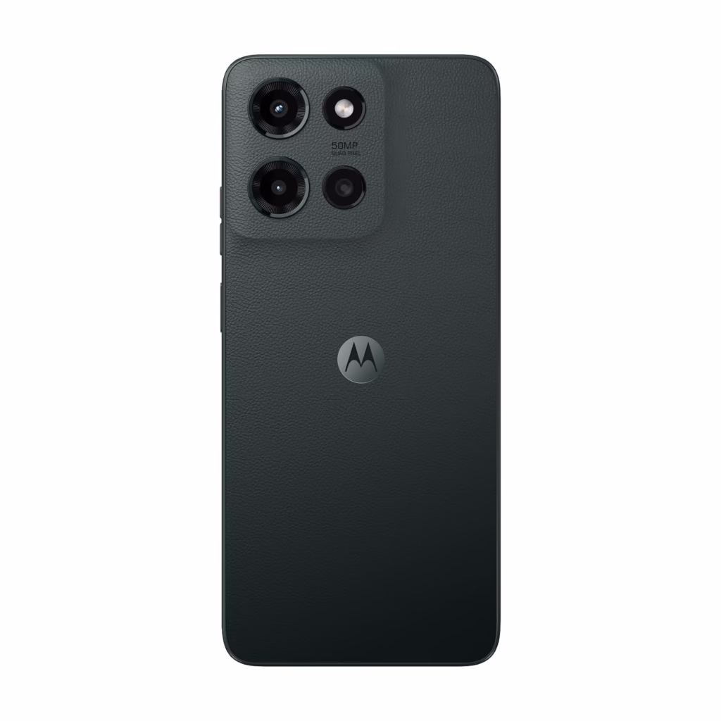 Motorola Moto G 5G 2025 back view with eco-leather finish and 50MP camera