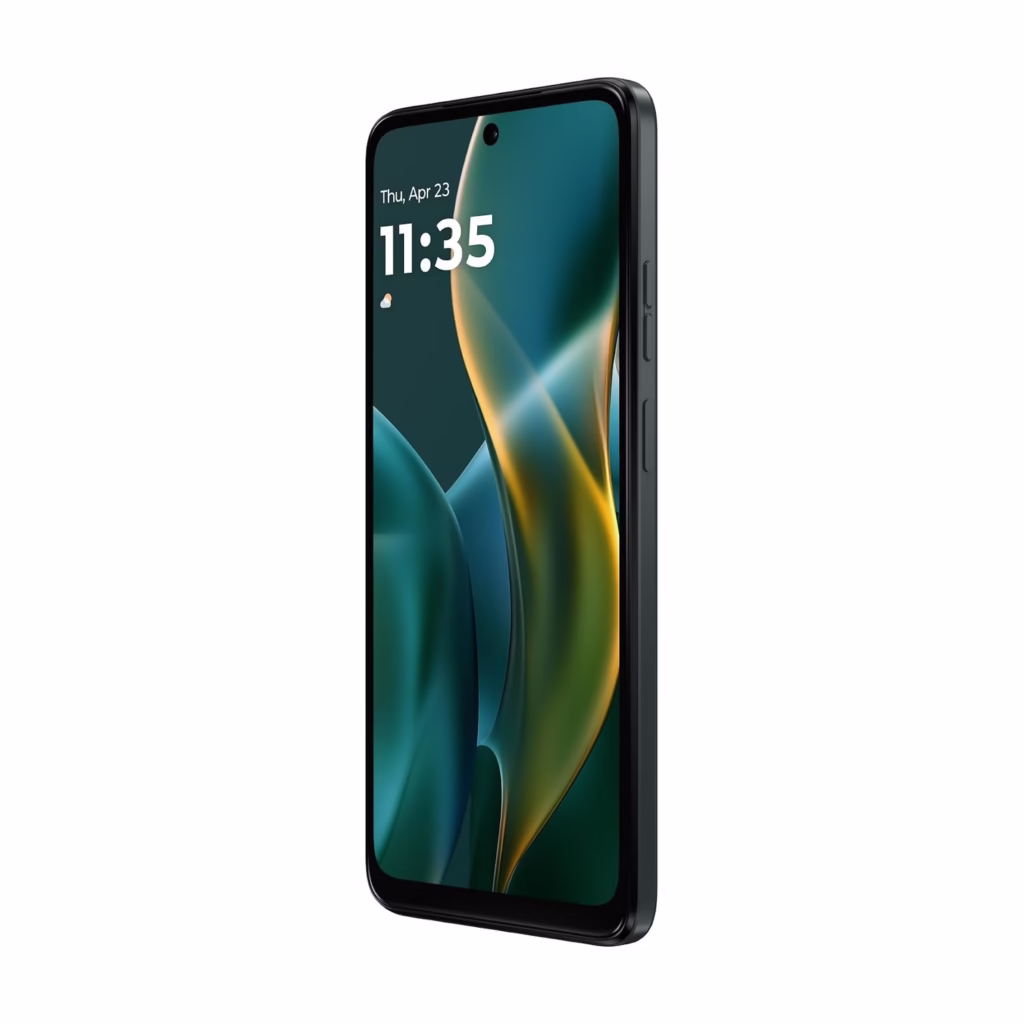 Motorola Moto G 5G 2025 front angled view from the right side