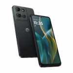 Motorola Moto G 5G 2025 front and rear handsets standing side by side