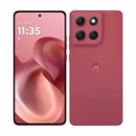 Motorola Moto G86 Power in Pantone Chrysanthemum pink, front and back view