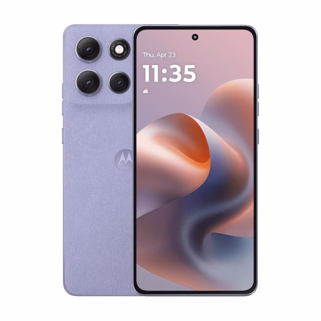 Motorola Moto G86 Power in Pantone Cosmic Sky, front and back view