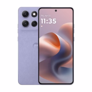 Motorola Moto G86 Power in Pantone Cosmic Sky, front and back view