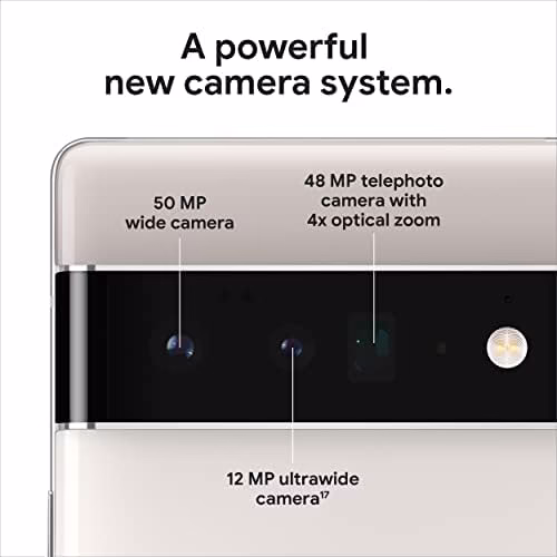 Google Pixel 6 Pro triple camera system with 50MP wide, 48MP telephoto and 12MP ultrawide lenses