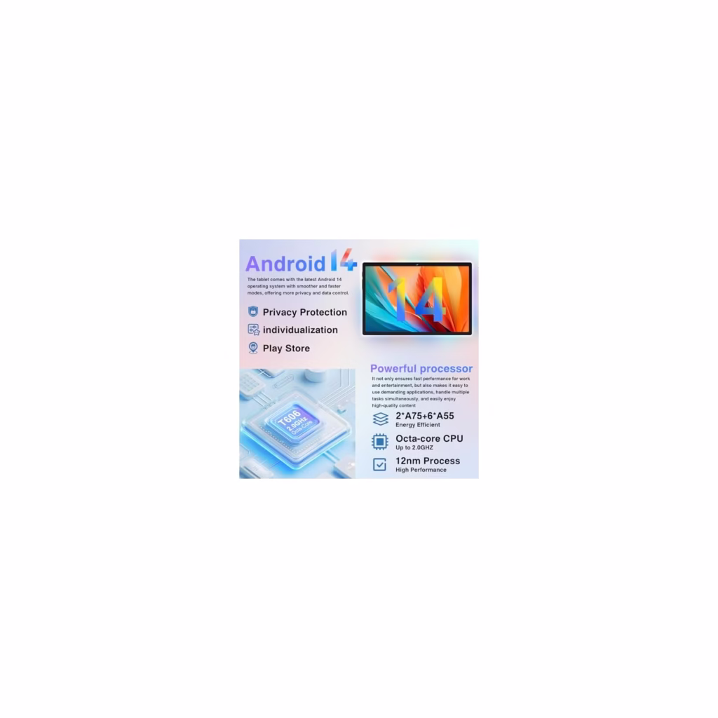 BIEGEDY B29 tablet running Android 14 on a Unisoc T606 octa-core processor