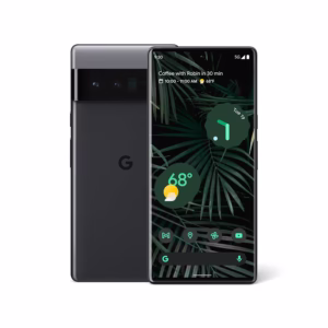 Google Pixel 6 Pro 128GB in Stormy Black, front and rear view