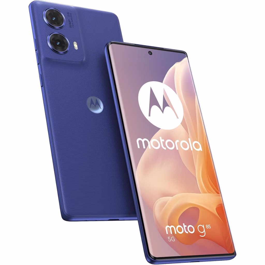 Motorola Moto G85 5G 12GB 256GB in Cobalt Blue, front and rear view