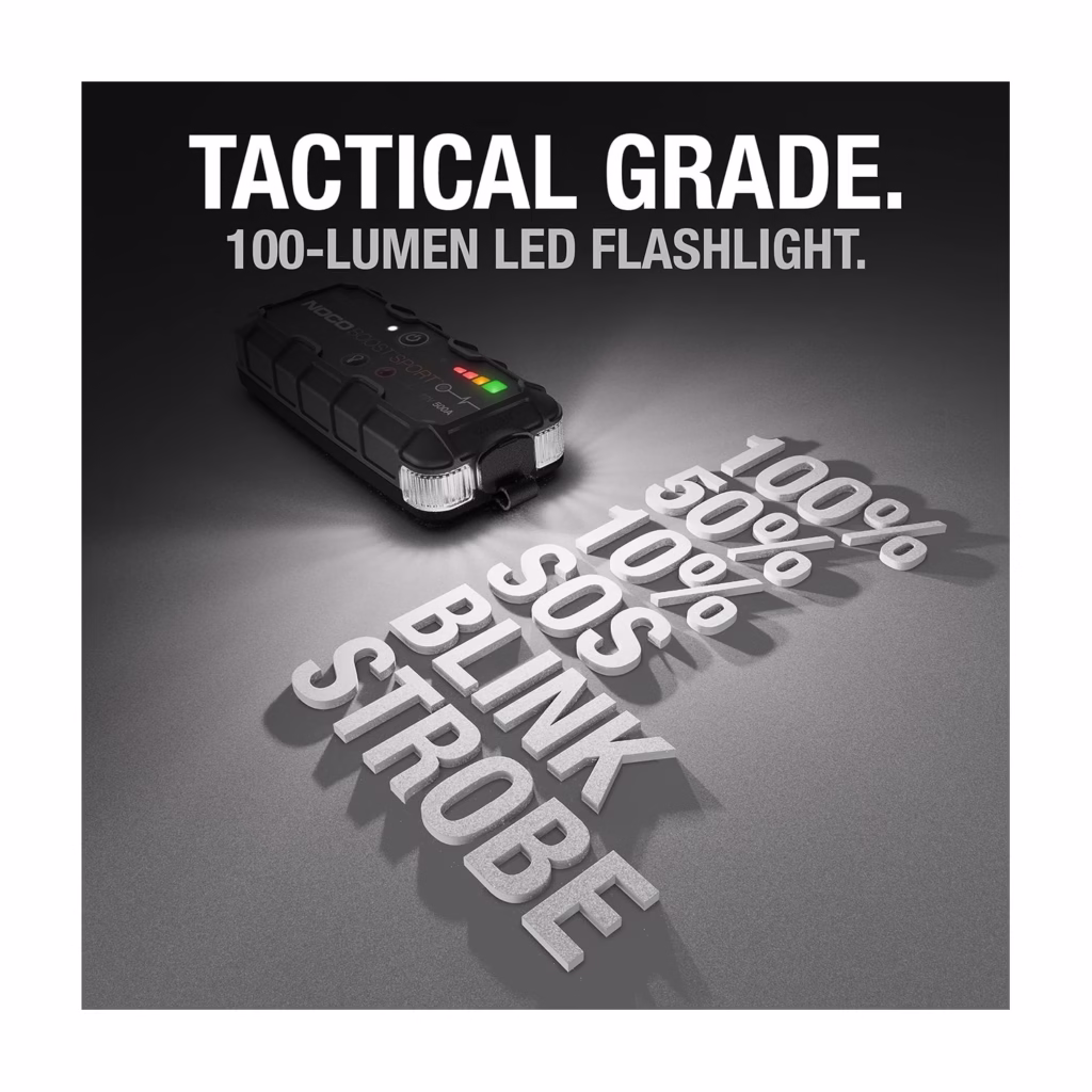 NOCO Boost Sport GB20 100 lumen LED flashlight modes including SOS and strobe
