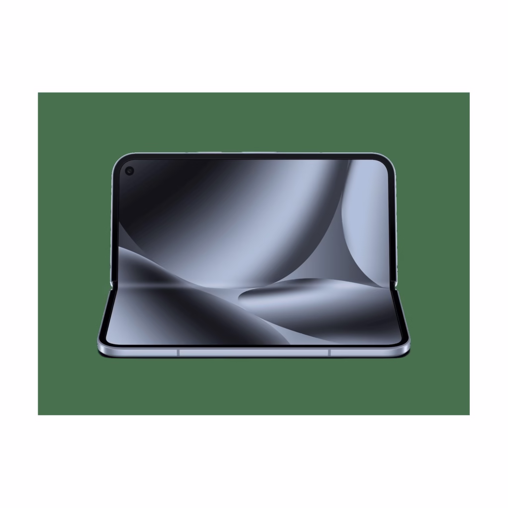 Google Pixel 10 Pro Fold 256GB in Moonstone, half folded showing the 8 inch inner display