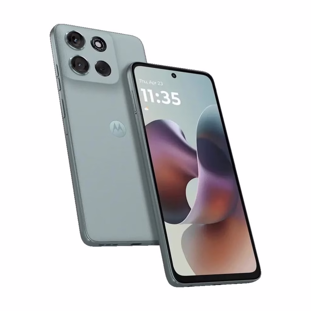 Motorola Moto G56 5G in PANTONE Gray Mist, front and rear view - Open Box