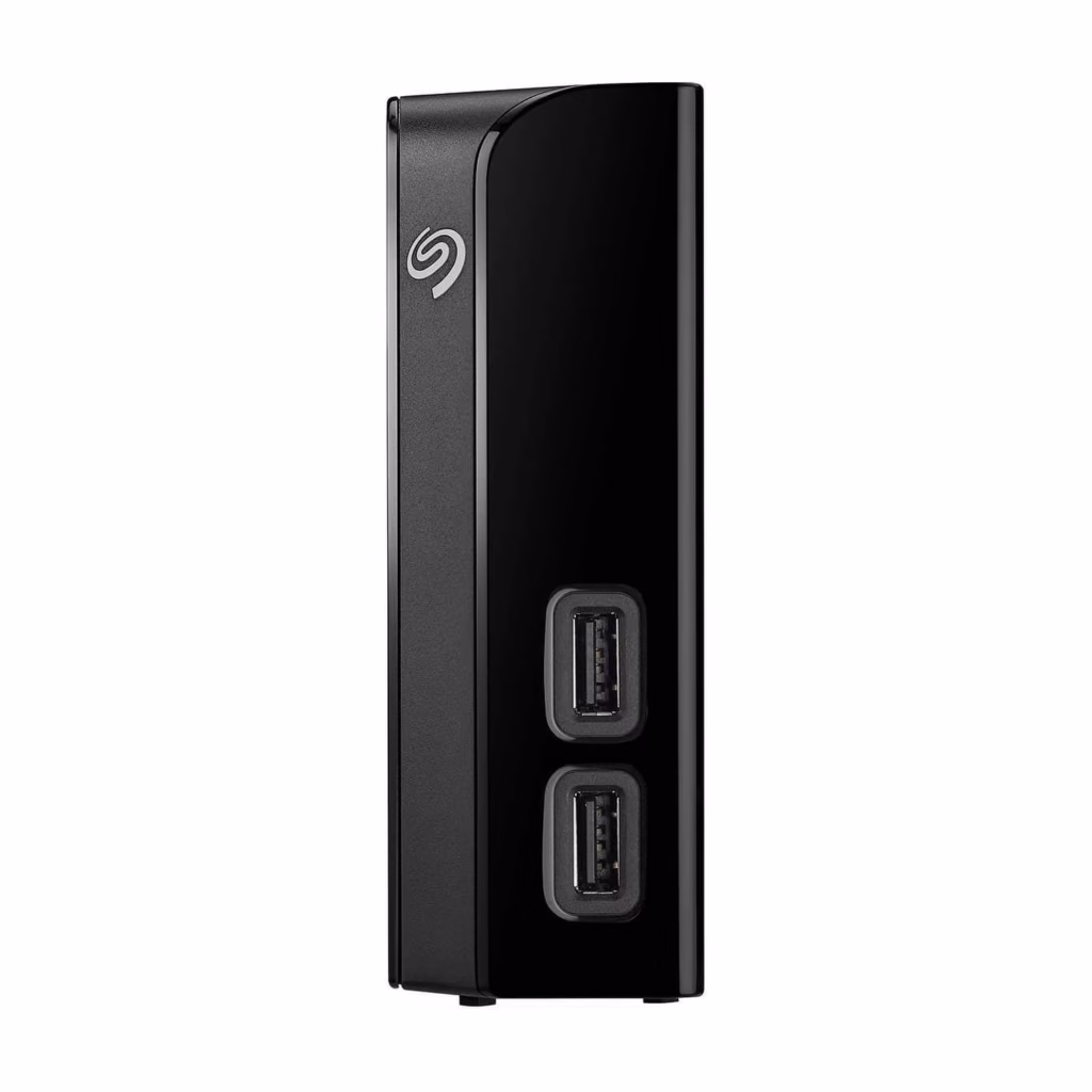 Seagate Backup Plus Hub 8TB desktop drive front face with two USB 3.0 hub ports