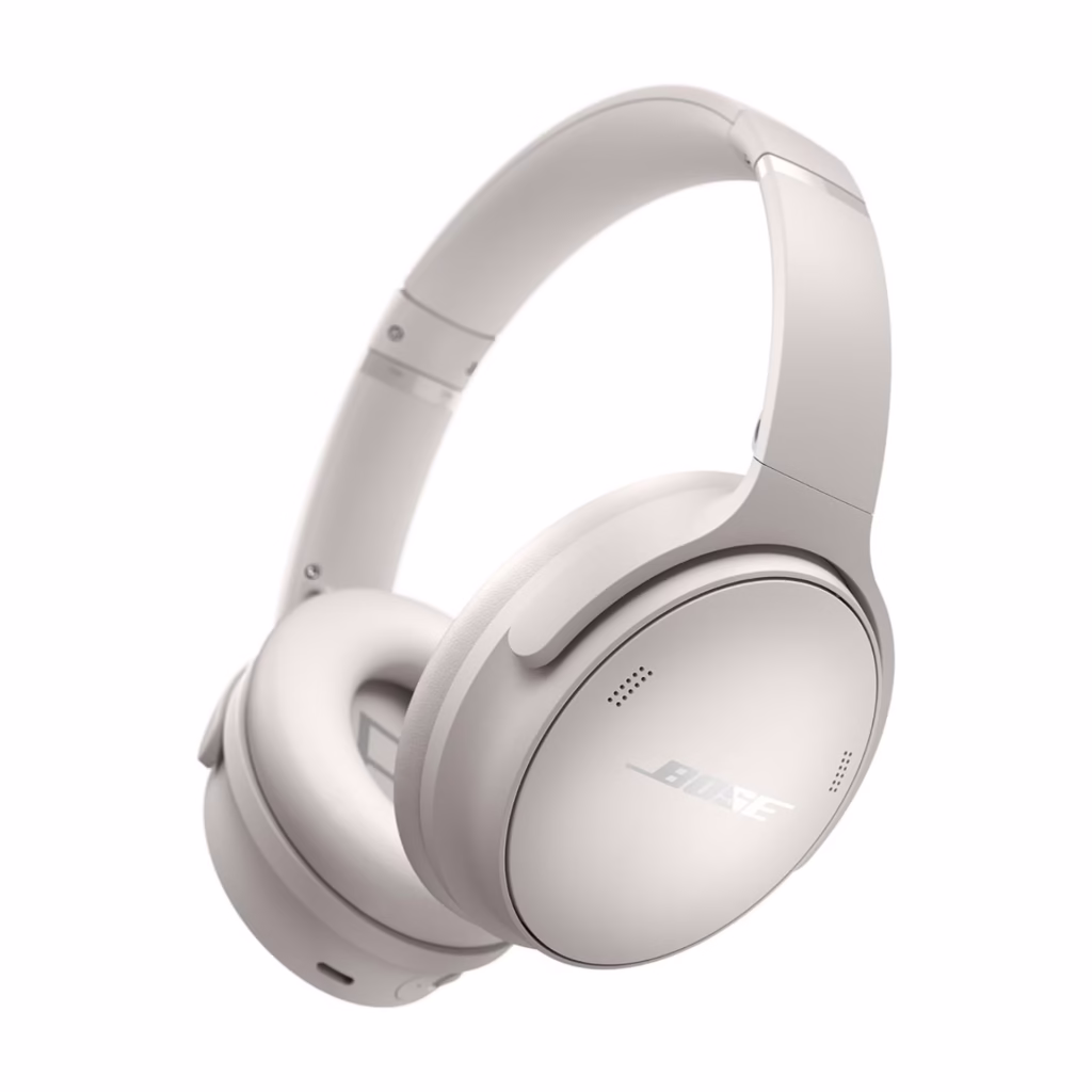 Bose QuietComfort wireless headphones in White Smoke, side view