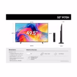 Samsung 50-Inch M70H 4K Smart TV, side profile showing the slim chassis