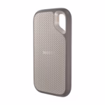 SanDisk Extreme Go 1TB portable SSD at an angle showing the textured surface