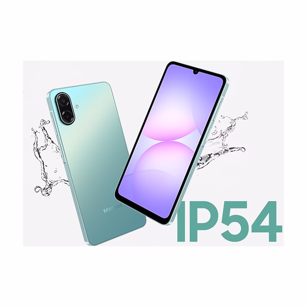 Samsung Galaxy A07 5G in Light Green with IP54 dust and water protection