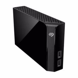 Seagate Backup Plus Hub 8TB desktop hard drive three-quarter view with front USB ports