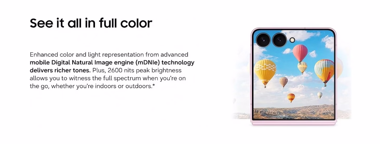 Samsung Galaxy Z Flip8 banner - full colour FlexWindow cover screen