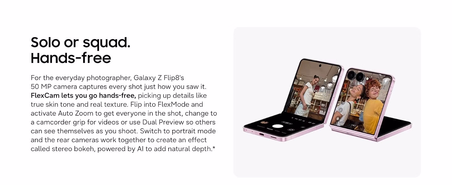 Samsung Galaxy Z Flip8 banner - FlexCam hands-free camera