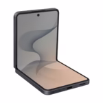 Samsung Galaxy Z Flip8 in Graphite, flex mode three-quarter angle