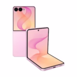 Samsung Galaxy Z Flip8 in Pink, FlexWindow cover screen and flex mode view
