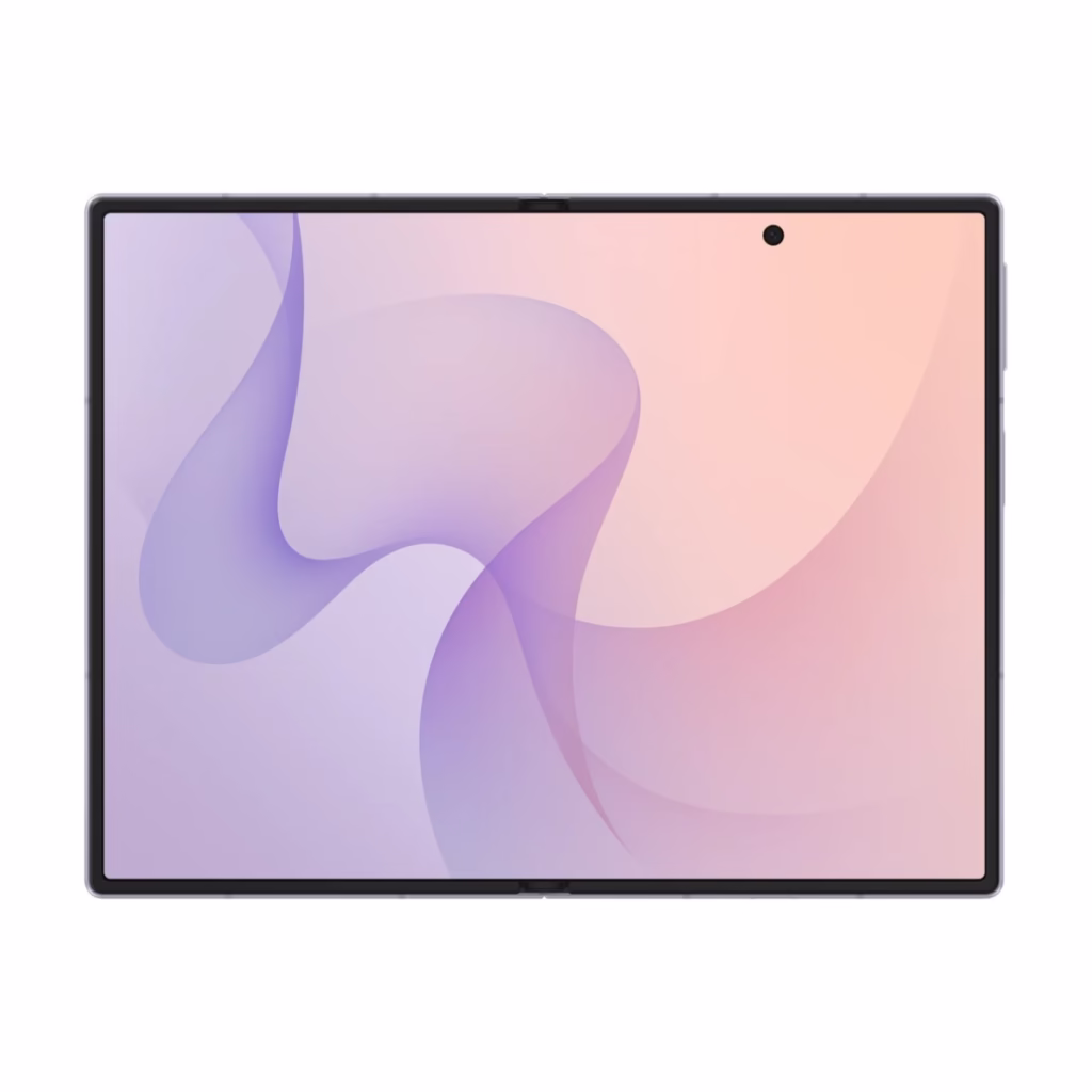 Samsung Galaxy Z Fold8 unfolded showing the wide 7.6-inch 4:3 main display