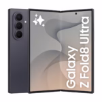 Samsung Galaxy Z Fold8 Ultra 5G unlocked foldable smartphone, half open showing cover screen and 200MP camera