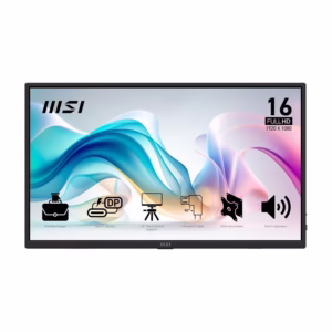 MSI PRO MP165 E6 CT portable monitor front view with feature callouts