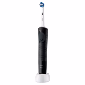 Oral-B Pro 500 black electric toothbrush on charging stand