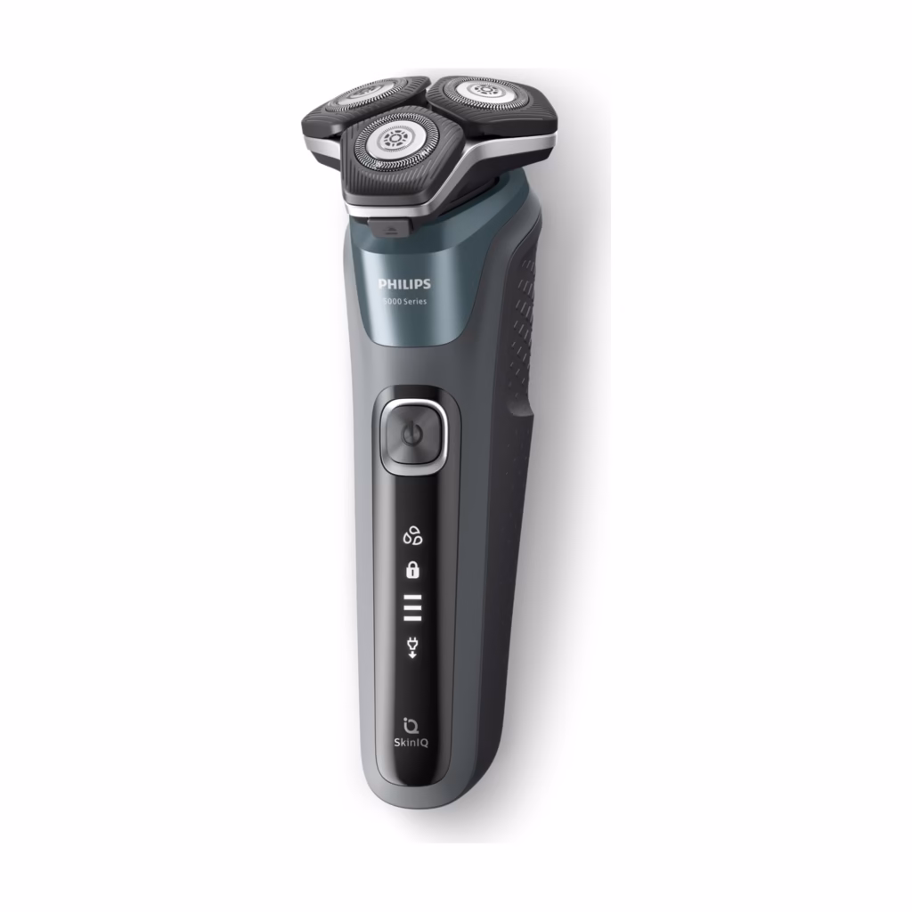 Philips Shaver 5000 S5882/50 shaver, angled view of the three flexing heads