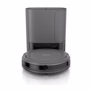 Shark Navigator Robot Vacuum RV2120AECA docked on its bagless self-empty base