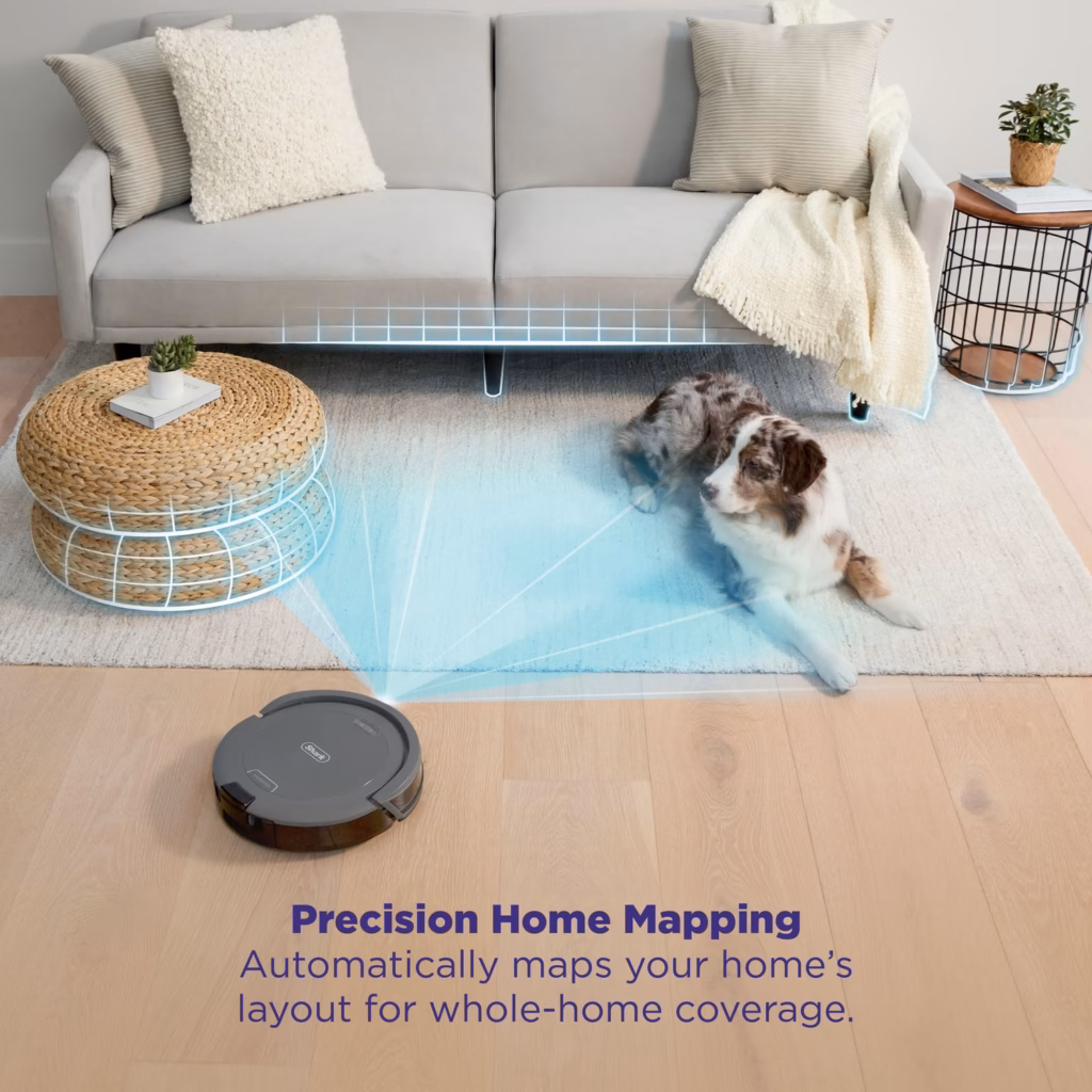 Shark Navigator RV2120AECA mapping a living room layout for whole-home coverage