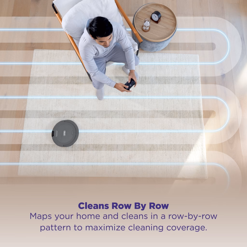 Shark Navigator RV2120AECA cleaning in a row-by-row path across a rug
