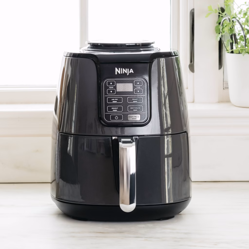 Ninja Air Fryer AF101C in black, front view with the digital control panel