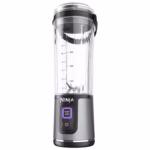 Ninja Blast Portable Blender BC151BKC in black, front view with vessel measurement markings