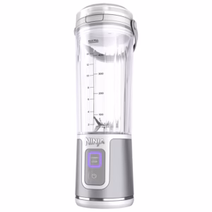 Ninja Blast Portable Blender BC151WHC in white, front view with vessel measurement markings
