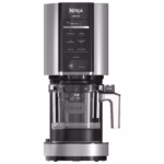 Ninja CREAMi Ice Cream Maker NC301C in silver, front view with outer bowl installed