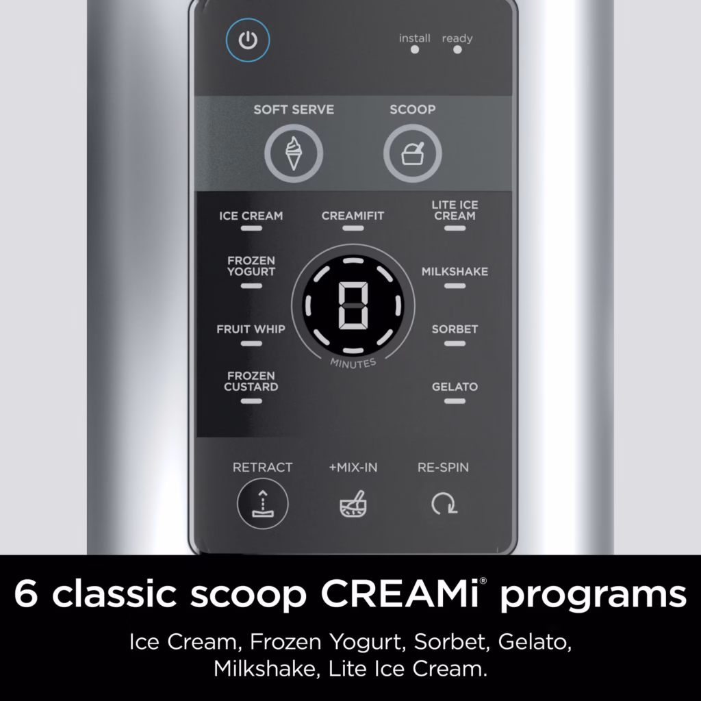 Ninja CREAMi Swirl NC701C control panel showing the six classic scoop programs