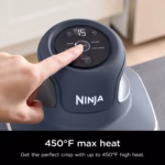 Ninja Crispi 450F max heat crisping chicken wings in the glass container