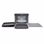Ninja DT201C shown with its included sheet pans, wire racks and removable crumb tray