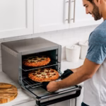 Ninja DT201C with two 12 inch pizzas cooking on two separate racks