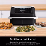 Ninja DZ071C air broil function charring vegetables and browning proteins