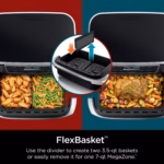 Ninja DZ071C FlexBasket divider inserted to create two 3.5 qt air fryer zones