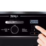Ninja DZ300C control panel close-up showing Smart Finish, Match Cook and the four cooking programmes