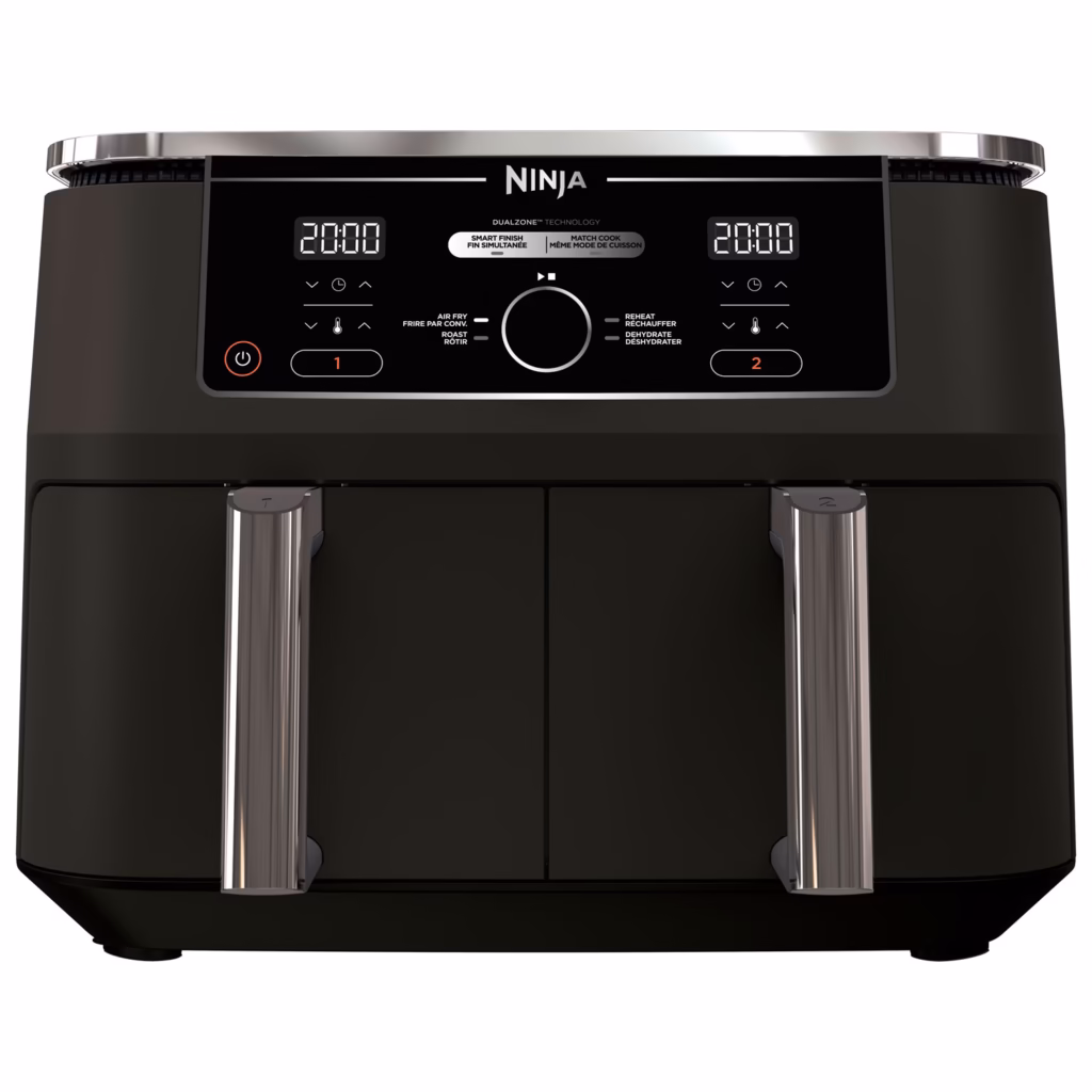 Ninja Foodi DualZone DZ300C 10 qt 2-basket air fryer in black, front view