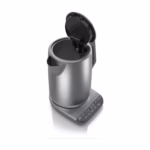 Ninja KT200C kettle with the wide lid open, three-quarter view