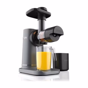 Ninja NeverClog Cold Press Juicer JC151C in black with juice jug and pulp container