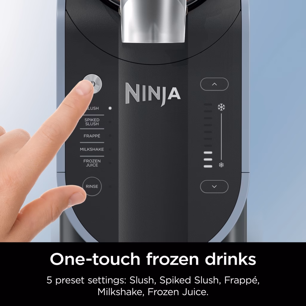 Ninja SLUSHi five preset programs: Slush, Spiked Slush, Frappe, Milkshake and Frozen Juice