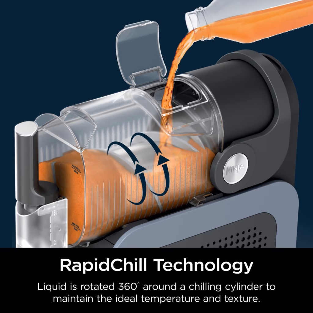 Ninja SLUSHi RapidChill Technology rotating liquid around the chilling cylinder