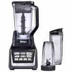 Nutri Ninja Blender Duo BL641C 1300W blender in black with 72 oz pitcher and to-go cup, front view