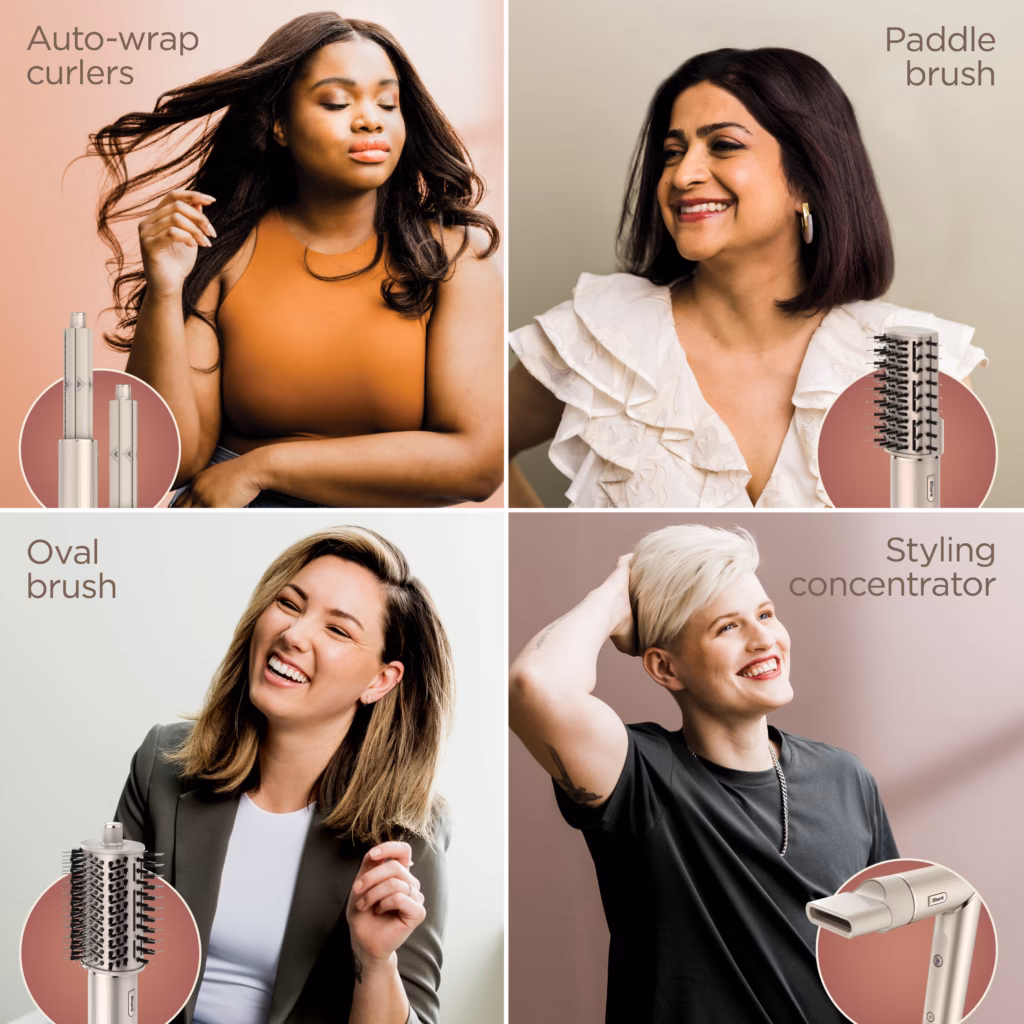 Shark FlexStyle attachment guide: auto-wrap curlers, paddle brush, oval brush, concentrator