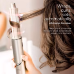 Shark FlexStyle auto-wrap curler wrapping and setting a curl with Coanda technology